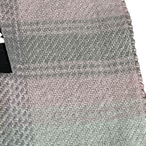 100% Pure Cashmere Made in Scotland Plaid Womens Fringe Pink Gray Scarf 68x12" - Picture 10 of 15